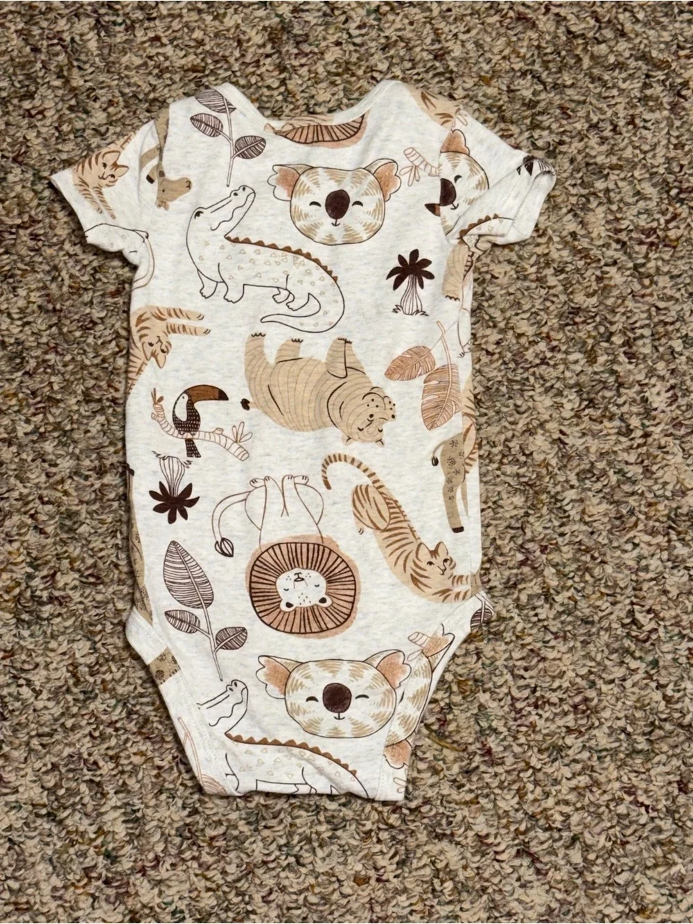 Boys girls infant 9 months one piece Carter's Neutral Animal Print lion koala